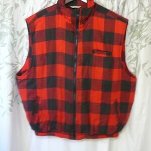 Ozark Trail Puffer Full Zip Vest Size Men's XL Red Buffalo Plaid Flannel